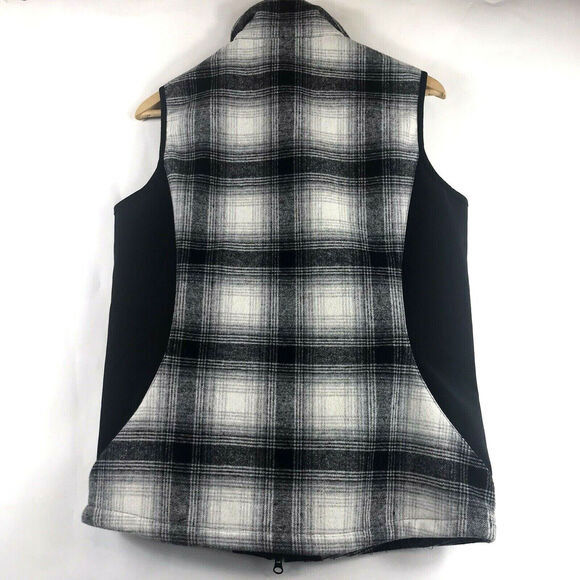 Woolrich Womens Sz Small Winter White Plaid Wool Blend Full Zip Winter Vest - Picture 6 of 6